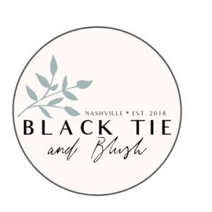 Round logo of On site wedding hair and makeup company, Black Tie And Blush