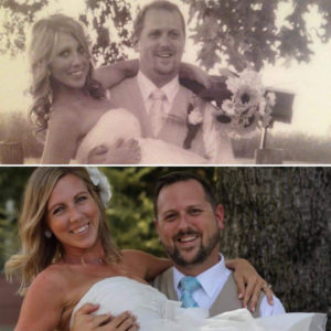 Same couple in two photos 7 years apart 
