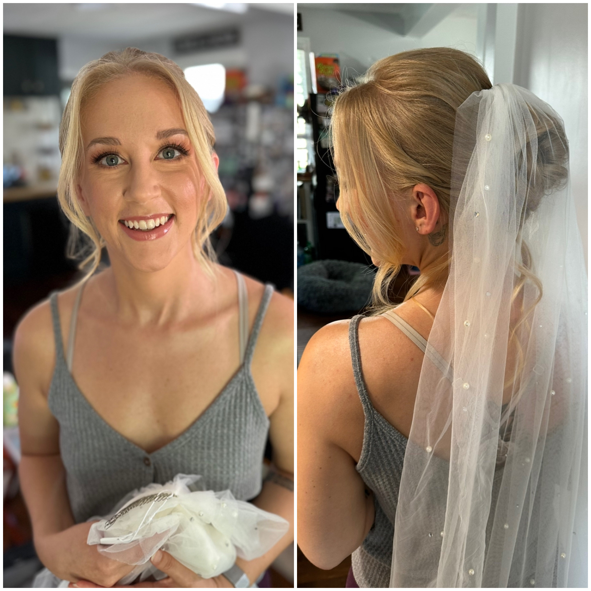 Bride to be with her trial hair and makeup done